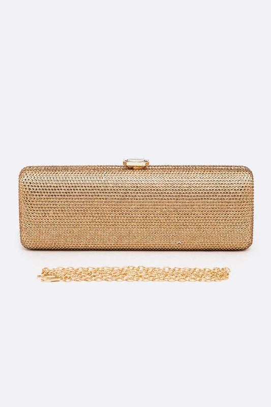 Cartera de mano fina con cristales pavé