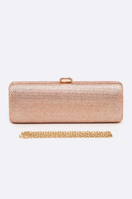 Cartera de mano fina con cristales pavé