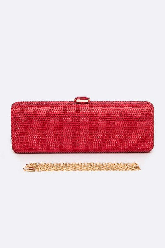 Cartera de mano fina con cristales pavé