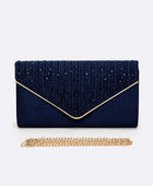 Crystal Pave Pleated Satin Clutch Bag