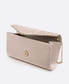 Crystal Pave Pleated Satin Clutch Bag