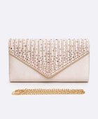 Crystal Pave Pleated Satin Clutch Bag