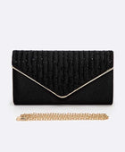 Crystal Pave Pleated Satin Clutch Bag