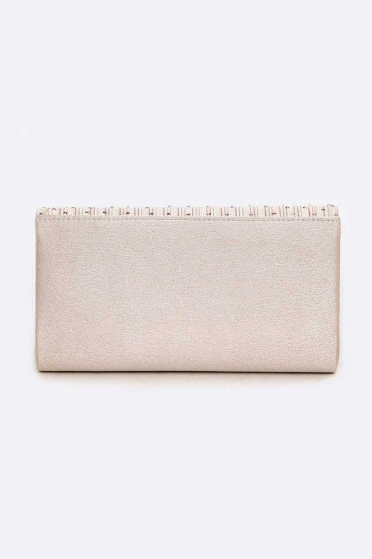 Crystal Pave Pleated Satin Clutch Bag - Body By J'ne