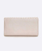 Crystal Pave Pleated Satin Clutch Bag