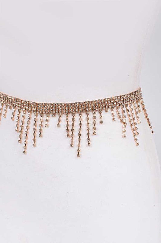 Rhinestone Fringe Chain Belt - Body By J'ne