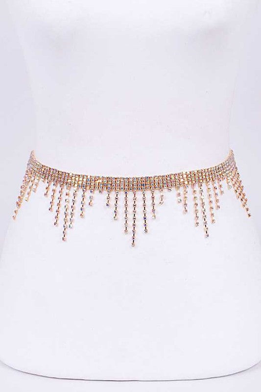 Rhinestone Fringe Chain Belt - Body By J'ne