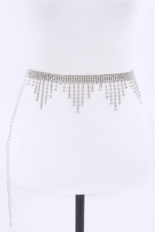 Rhinestone Fringe Chain Belt - Body By J'ne