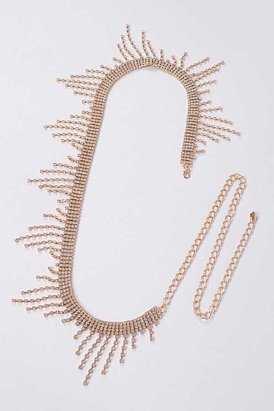 Rhinestone Fringe Chain Belt - Body By J'ne