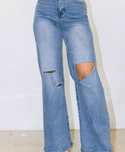 Distressed Wide Fit Jeans