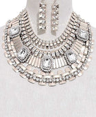 Bejewel Metal Layer Bib Necklace Set