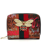 Multi Graffiti Print Queen Bee Stripe Wallet