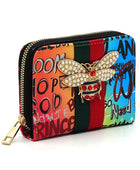 Multi Graffiti Print Queen Bee Stripe Wallet