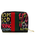 Multi Graffiti Print Queen Bee Stripe Wallet