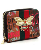 Multi Graffiti Print Queen Bee Stripe Wallet