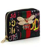 Multi Graffiti Print Queen Bee Stripe Wallet