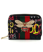 Multi Graffiti Print Queen Bee Stripe Wallet