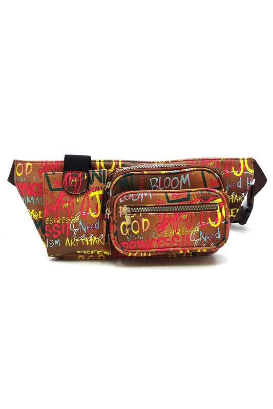 Multi Graffiti Fanny Bag Waist Bag - Body By J'ne