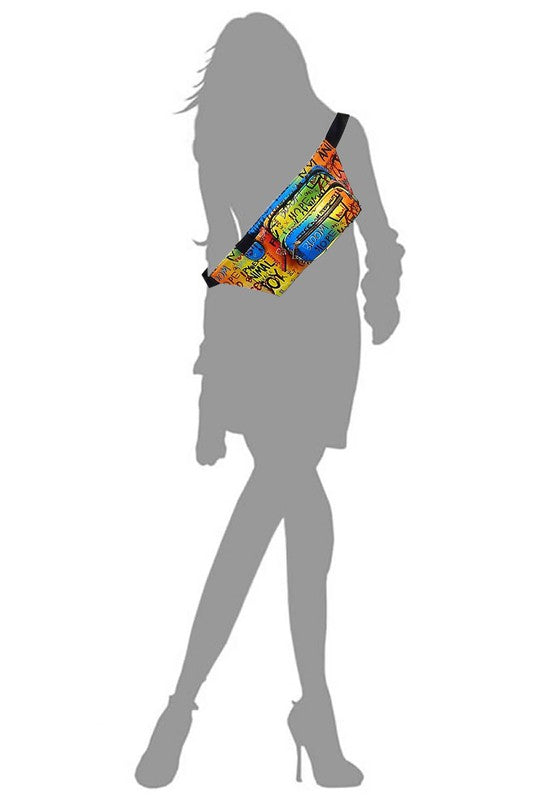 Multi Graffiti Fanny Bag Waist Bag - Body By J'ne