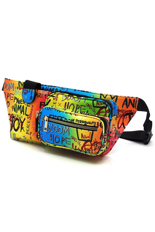 Multi Graffiti Fanny Bag Waist Bag - Body By J'ne