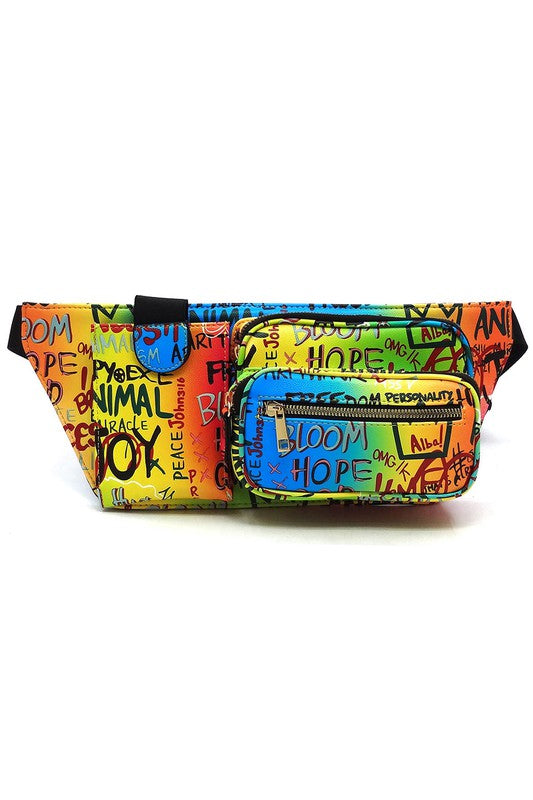 Multi Graffiti Fanny Bag Waist Bag - Body By J'ne