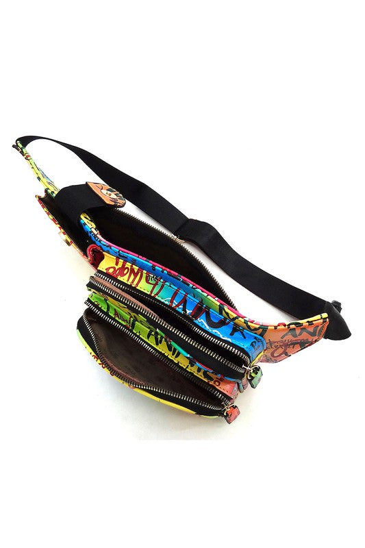 Multi Graffiti Fanny Bag Waist Bag - Body By J'ne