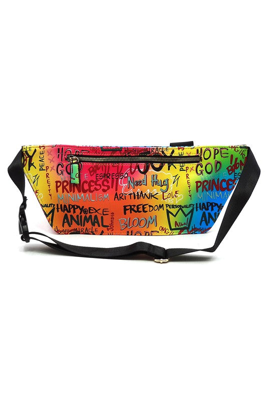 Multi Graffiti Fanny Bag Waist Bag - Body By J'ne
