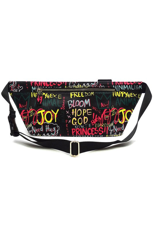 Multi Graffiti Fanny Bag Waist Bag - Body By J'ne