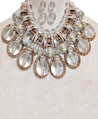 Clear Beads Mix Chain Statement Necklace Set