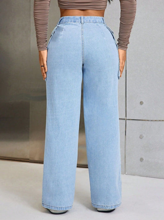 Jeans de pierna ancha con bolsillos