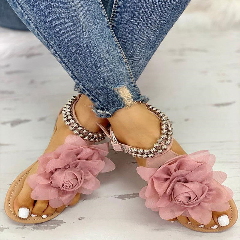 Flat flower sandals - Body By J'ne