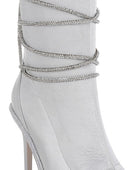 Dacia Rhinestones Strap Satin Calf Boots