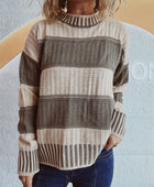 Contrast Round Neck Long Sleeve Sweater