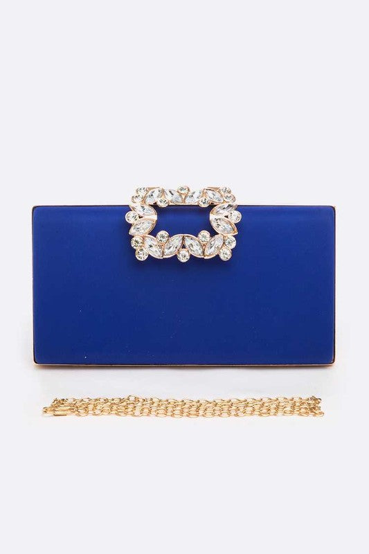 Crystal Buckle Metallic Box Clutch - Body By J'ne
