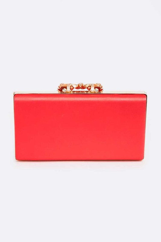 Crystal Buckle Metallic Box Clutch - Body By J'ne