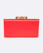 Crystal Buckle Metallic Box Clutch