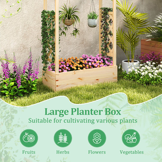 Wooden Raised Garden Bed Planter Box With Trellis And Hanging Roof - Body By J'ne