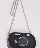 Metallic Oval Camera Iconic Swing Clutch Bag