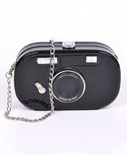 Metallic Oval Camera Iconic Swing Clutch Bag