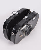 Metallic Oval Camera Iconic Swing Clutch Bag