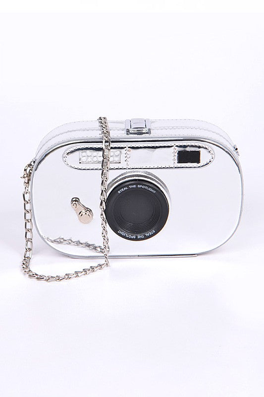 Metallic Oval Camera Iconic Swing Clutch Bag - Body By J'ne
