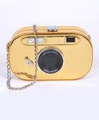 Metallic Oval Camera Iconic Swing Clutch Bag