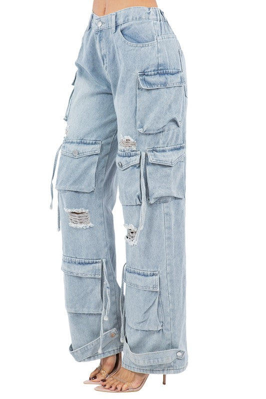 CARGO STYLE DENIM PANTS