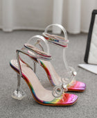 Rhinestone butterfly high heel sandals