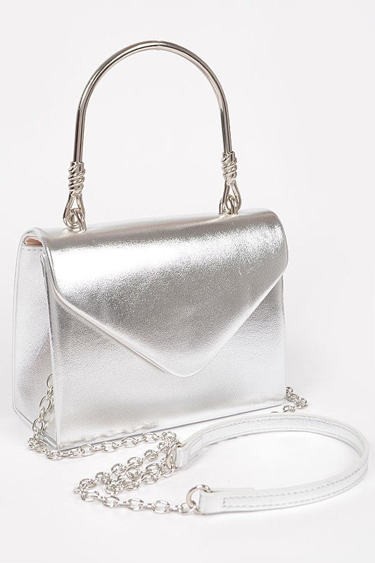 Metallic Top Handle Crossbody Swing Clutch - Body By J'ne