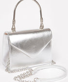 Metallic Top Handle Crossbody Swing Clutch