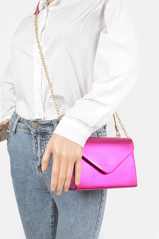 Metallic Top Handle Crossbody Swing Clutch - Body By J'ne