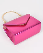 Metallic Top Handle Crossbody Swing Clutch