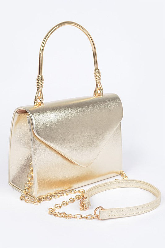 Metallic Top Handle Crossbody Swing Clutch - Body By J'ne