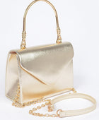 Metallic Top Handle Crossbody Swing Clutch